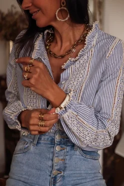 Best Blouse Cyane brodée bleu Blouses