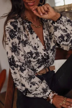 Discount Blouse Jill noire et écrue Blouses