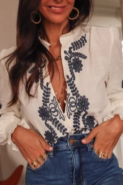 New Blouse Monica brodée bleu marine Blouses