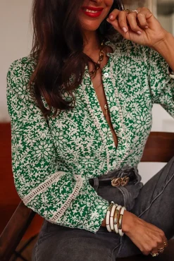 Online Blouse Paola verte Blouses