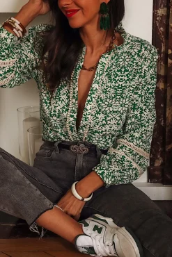 Online Blouse Paola verte Blouses