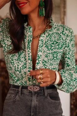Online Blouse Paola verte Blouses