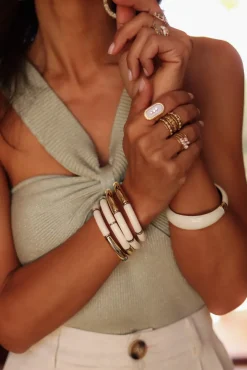 Outlet Bracelet Ambre blanc et doré Bracelets