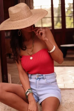Cheap Bustier Bella rouge corail Tops