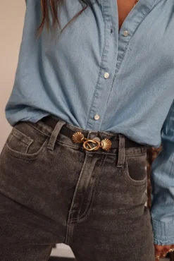 Flash Sale Ceinture Talie en cuir noire Ceintures