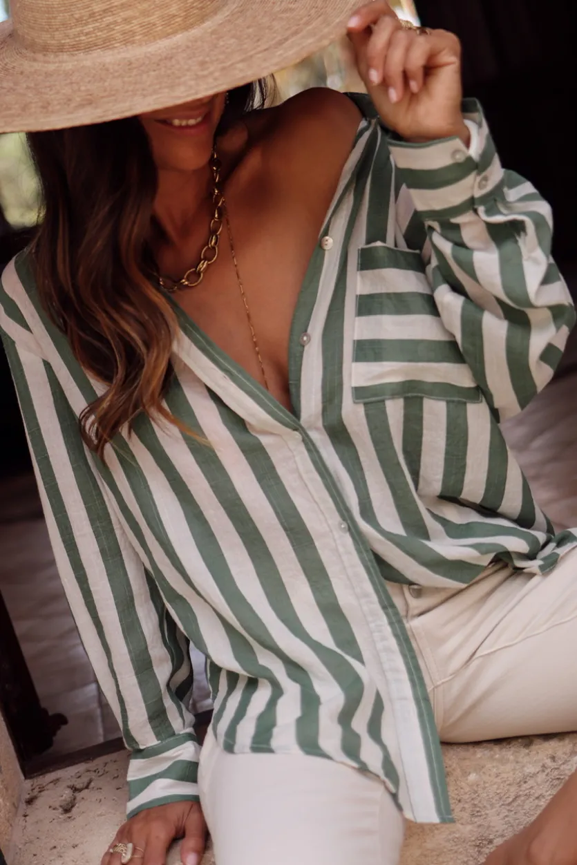 Discount Chemise Côme à rayures vertes Chemises