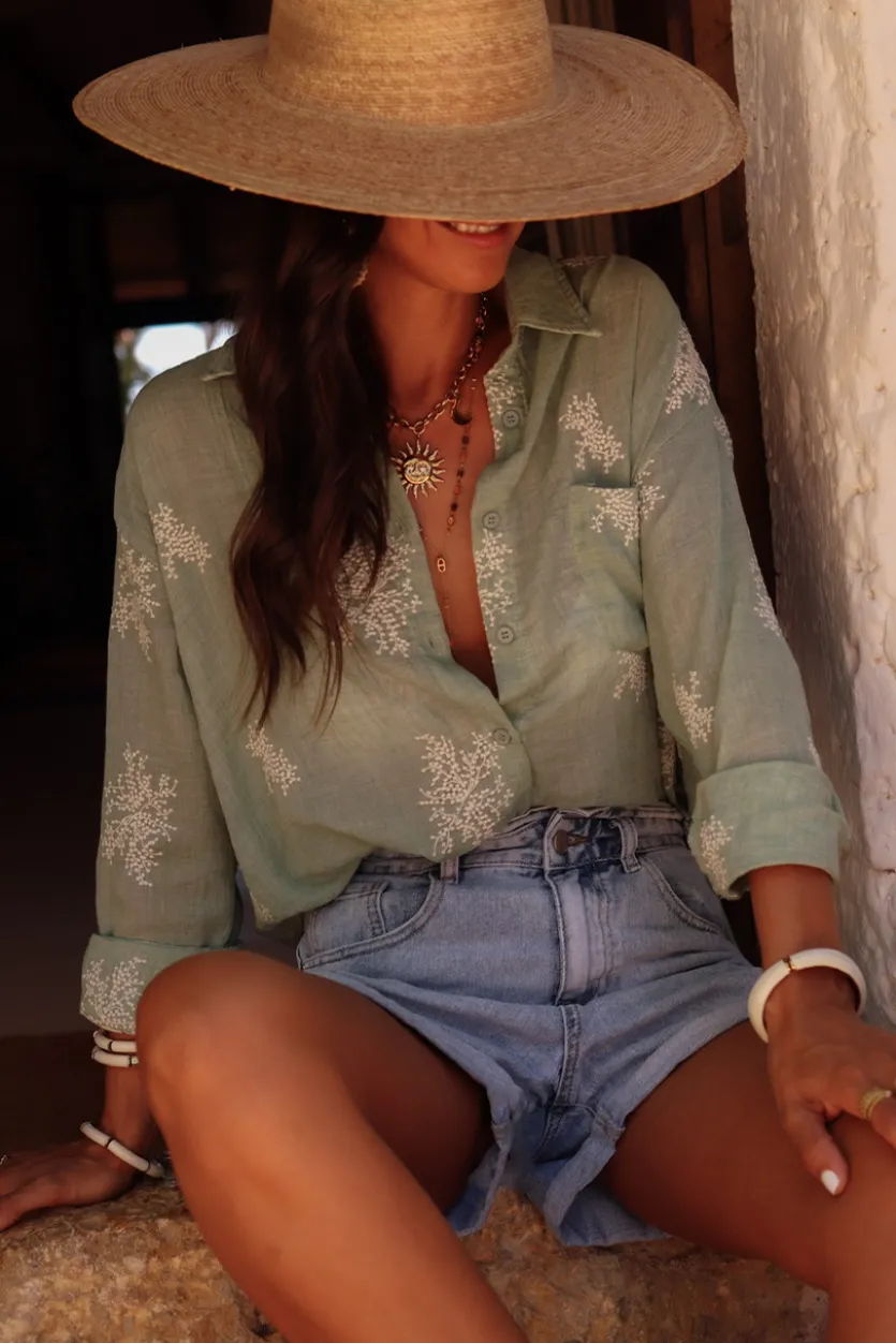 Shop Chemise Gaelle verte Chemises