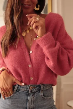 Sale Gilet Abel rose framboise Gilets