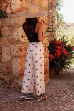Fashion Pantalon Jules brodé blanc et noir Pantalons