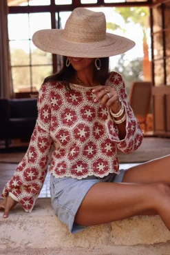 Sale Top Charlotte macramé terracotta Tops