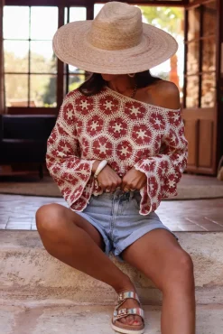 Sale Top Charlotte macramé terracotta Tops