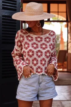 Sale Top Charlotte macramé terracotta Tops