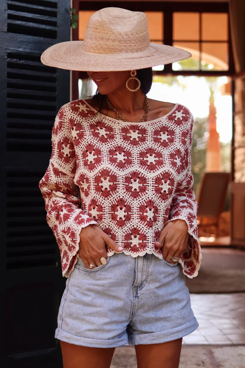 Sale Top Charlotte macramé terracotta Tops