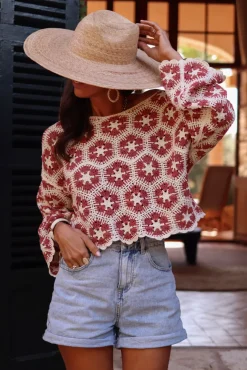 Sale Top Charlotte macramé terracotta Tops