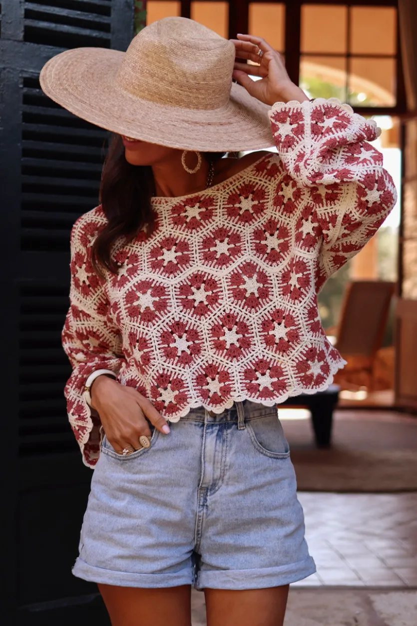 Sale Top Charlotte macramé terracotta Tops