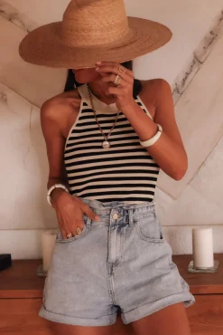 Cheap Top Jill beige et noir Tops